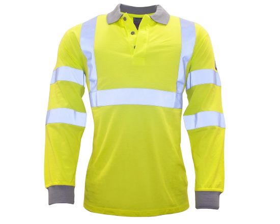 Picture of Portwest FR77 Flame Resistant Anti-Static Hi-Vis Long Sleeve Polo Shirt