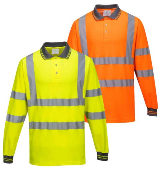 Picture of Portwest S271 Hi-Vis Long Sleeved Cotton Comfort Polo