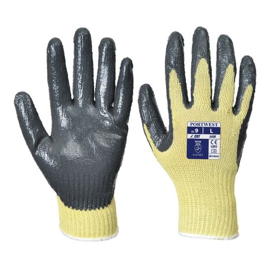 Picture of A600 Cut 3 Nitrile Grip Glove - Yellow/Grey