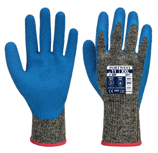 Picture of A611 Aramid HR Cut Latex Glove - Black/Blue
