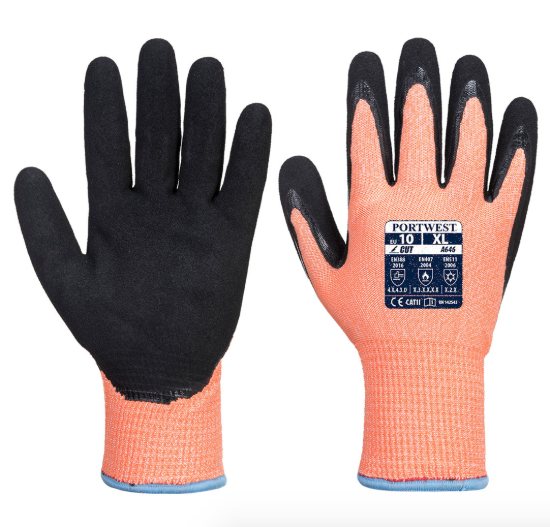 Picture of A646 Vis-Tex Winter HR Cut Glove Nitrile - Orange/Black