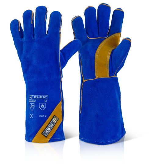 Picture of BFHQW CAT II Blue Gold Welder Glove Blue
