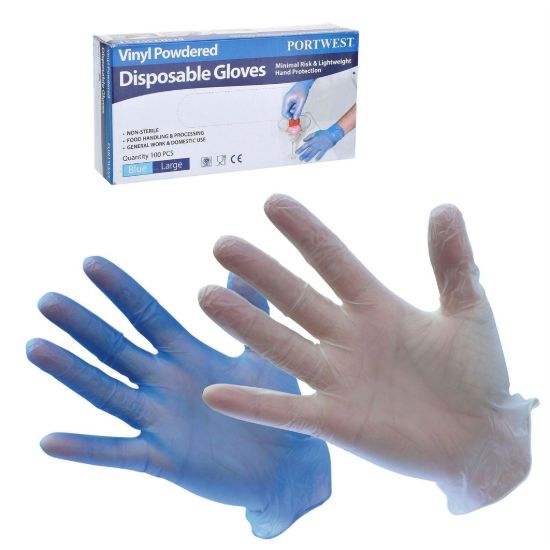 Picture of Portwest A900 Powdered Vinyl Disposable Gloves - Clear